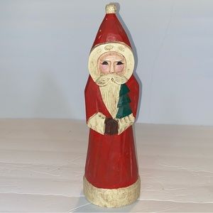Midwest of Cannon Falls Santa with Christmas Tree Figure Folk Art 12"